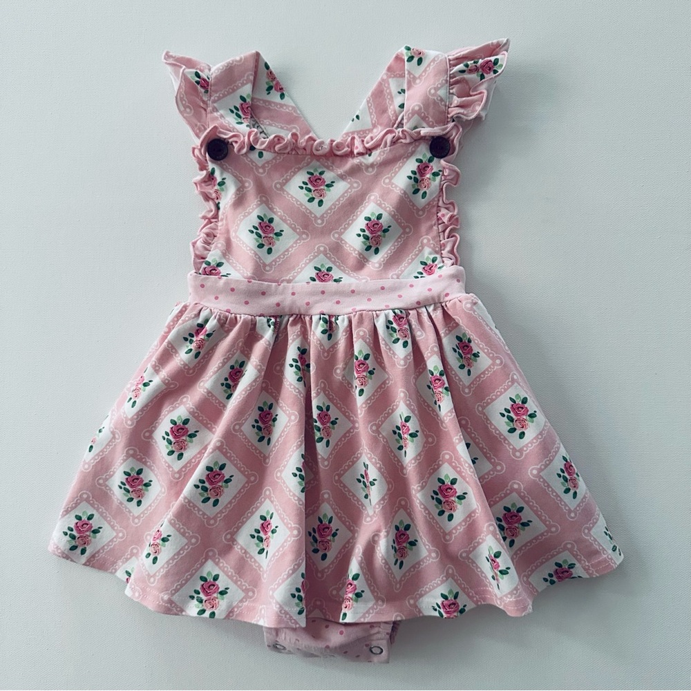 Swoon Baby Girl 9 Months Pink Floral Bodysuit Dress Romper One Piece